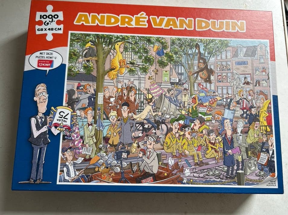 André van Duin 1000 stukjes legpuzzel - Hoera 75 jaar, Ophalen, 500 t/m 1500 stukjes, Zo goed als nieuw, Legpuzzel