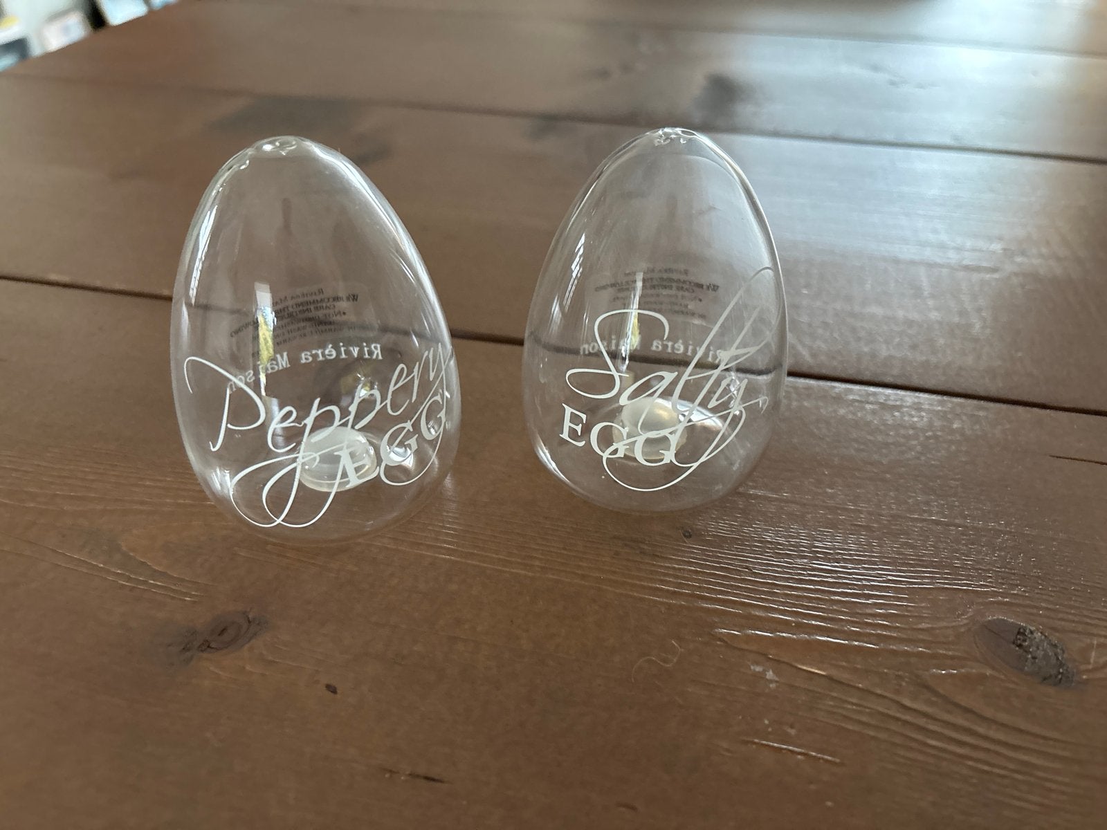 Riviera Maison Peper- en Zoutvaatjes Eivormig Glas, Ophalen of Verzenden, Zo goed als nieuw, Riviera Maison, Glas
