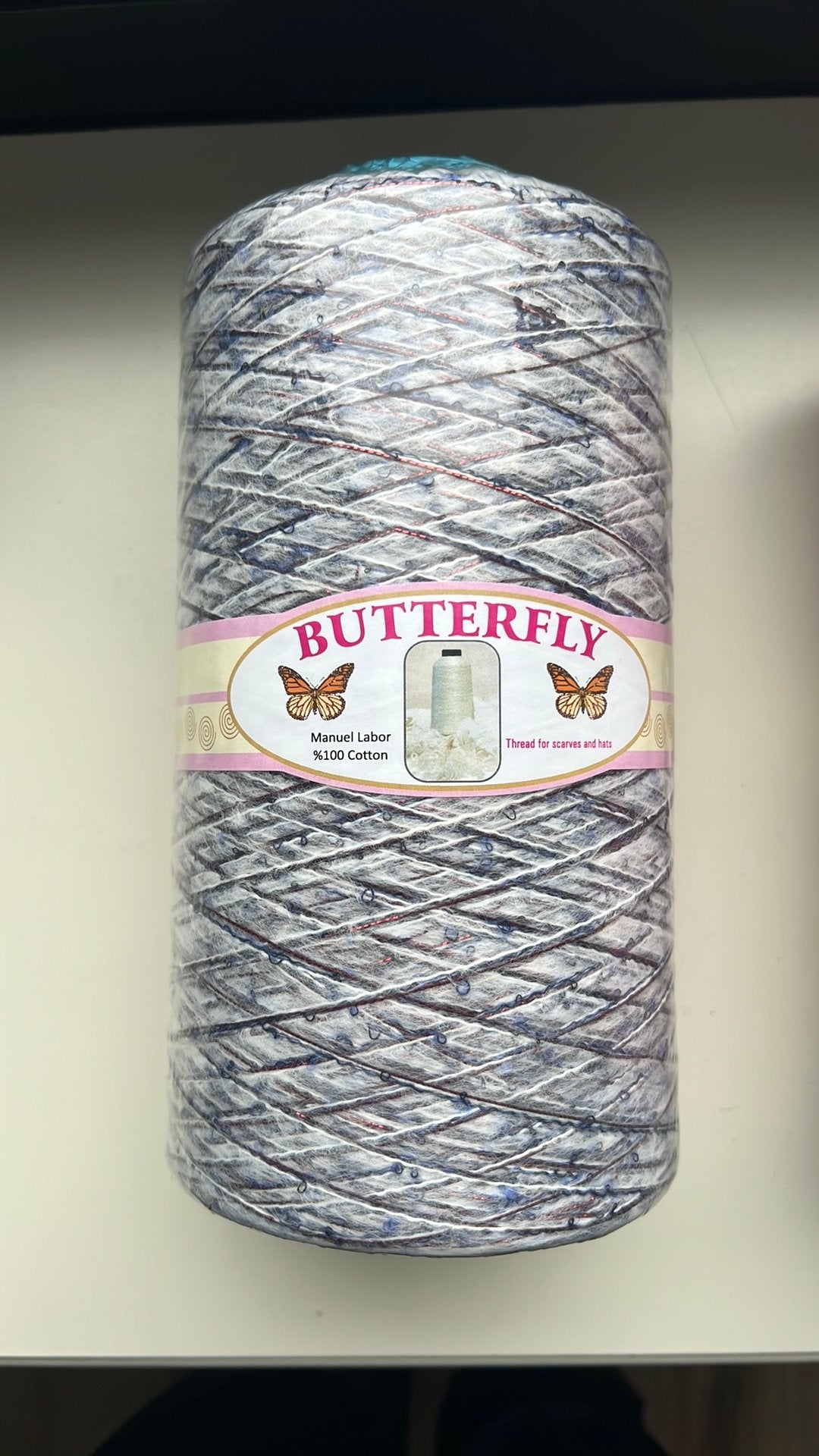 Butterfly effectgaren 100% katoen – grote cone 870 gram, Hobby en Vrije tijd, Ophalen, Nieuw, Breien of Haken, Wol of Garen