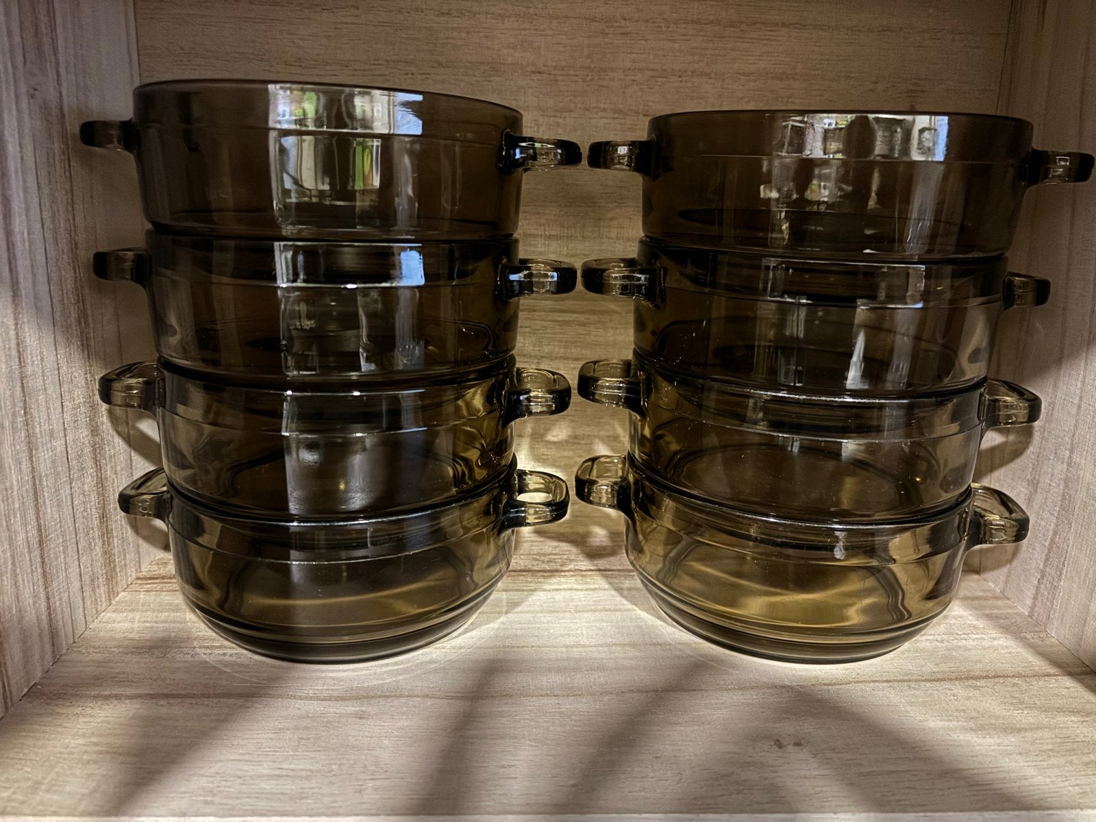 15x Arcoroc France Rookglas Soepkommen - Per set of per stuk, Gebruikt, Ophalen of Verzenden, Glas, Kom(men)