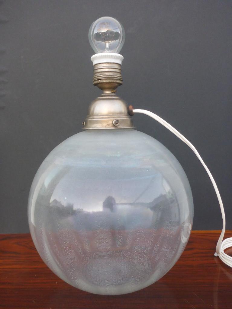 Glasfabriek Leerdam lampvoet met tincraquele, Antiek en Kunst, Antiek | Glas en Kristal, Ophalen of Verzenden
