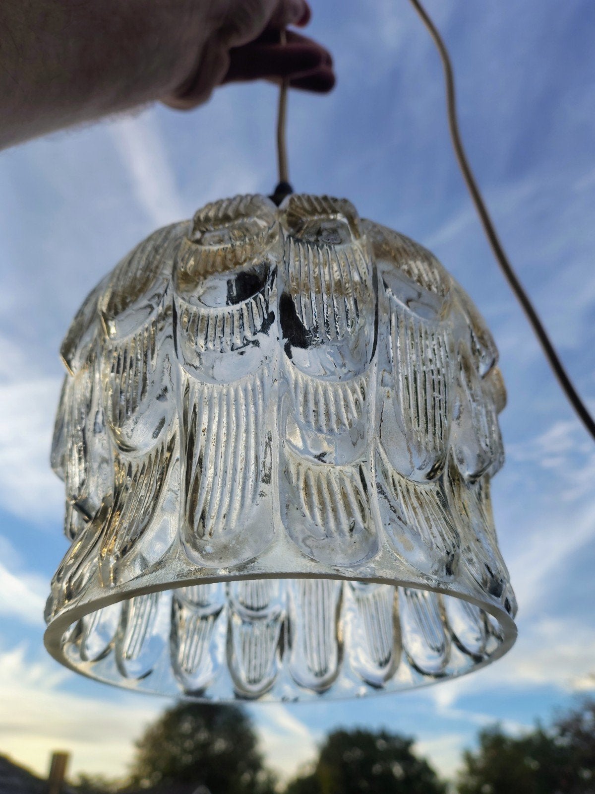 Vintage Glazen Tulplamp - Mid-Century Modern Hanglamp, Ophalen of Verzenden