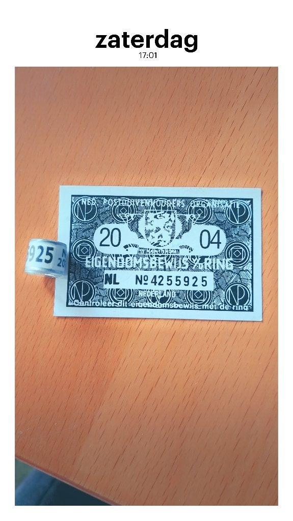 Duivenring 2004 met eigendomsbewijs, Ophalen of Verzenden, Paard, Overige typen