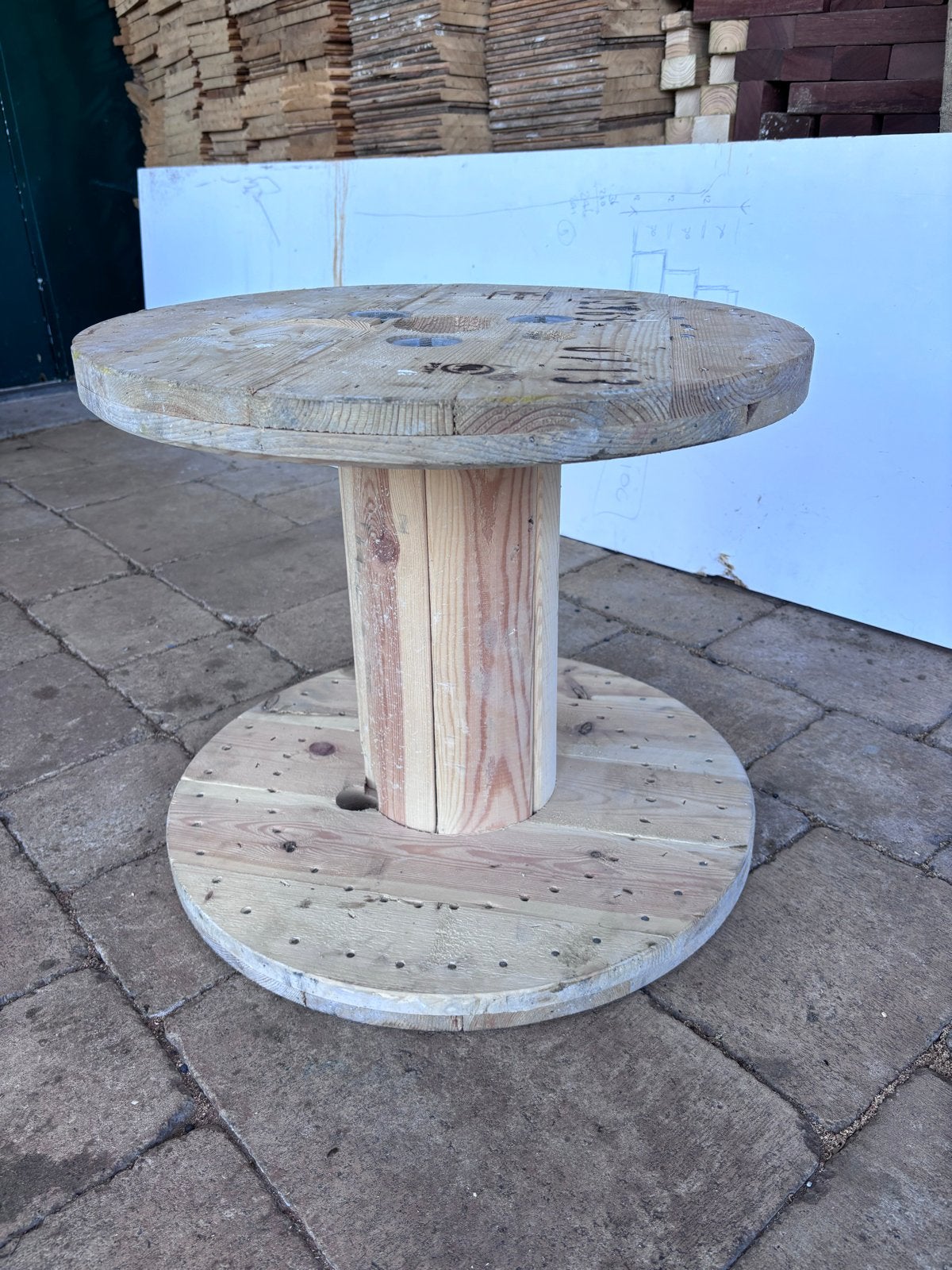 Houten haspel - Ideaal als bijzettafel of decoratie, Minder dan 55 cm, Gebruikt, Rond, Hout