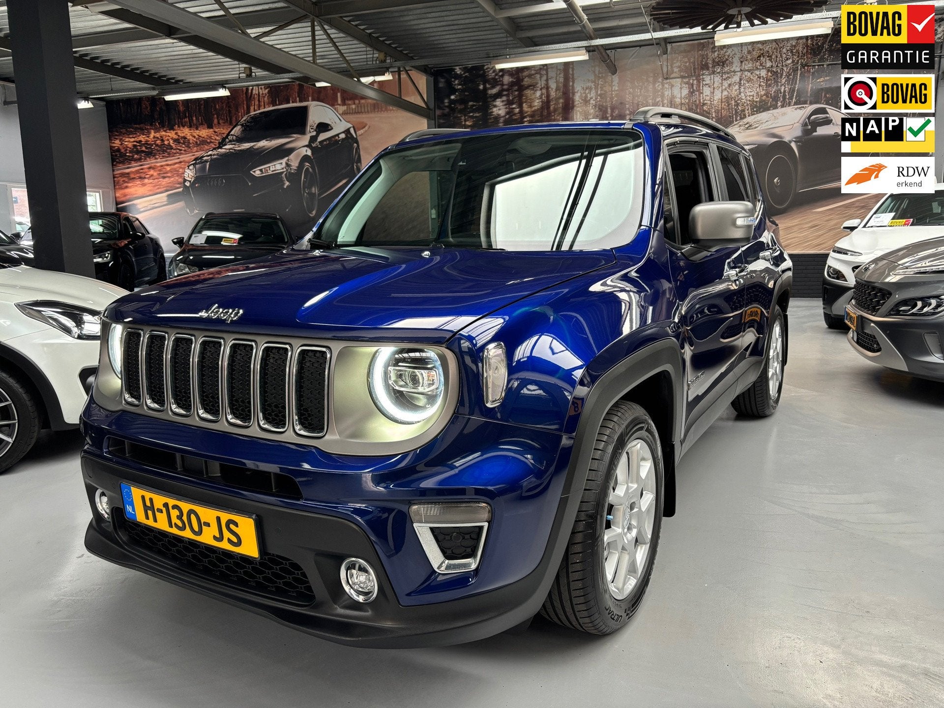 Jeep Renegade 1.0T-e Limited / Navigatie, Auto's, Jeep, Voorwielaandrijving, Stof, Met garantie (alle), Blauw