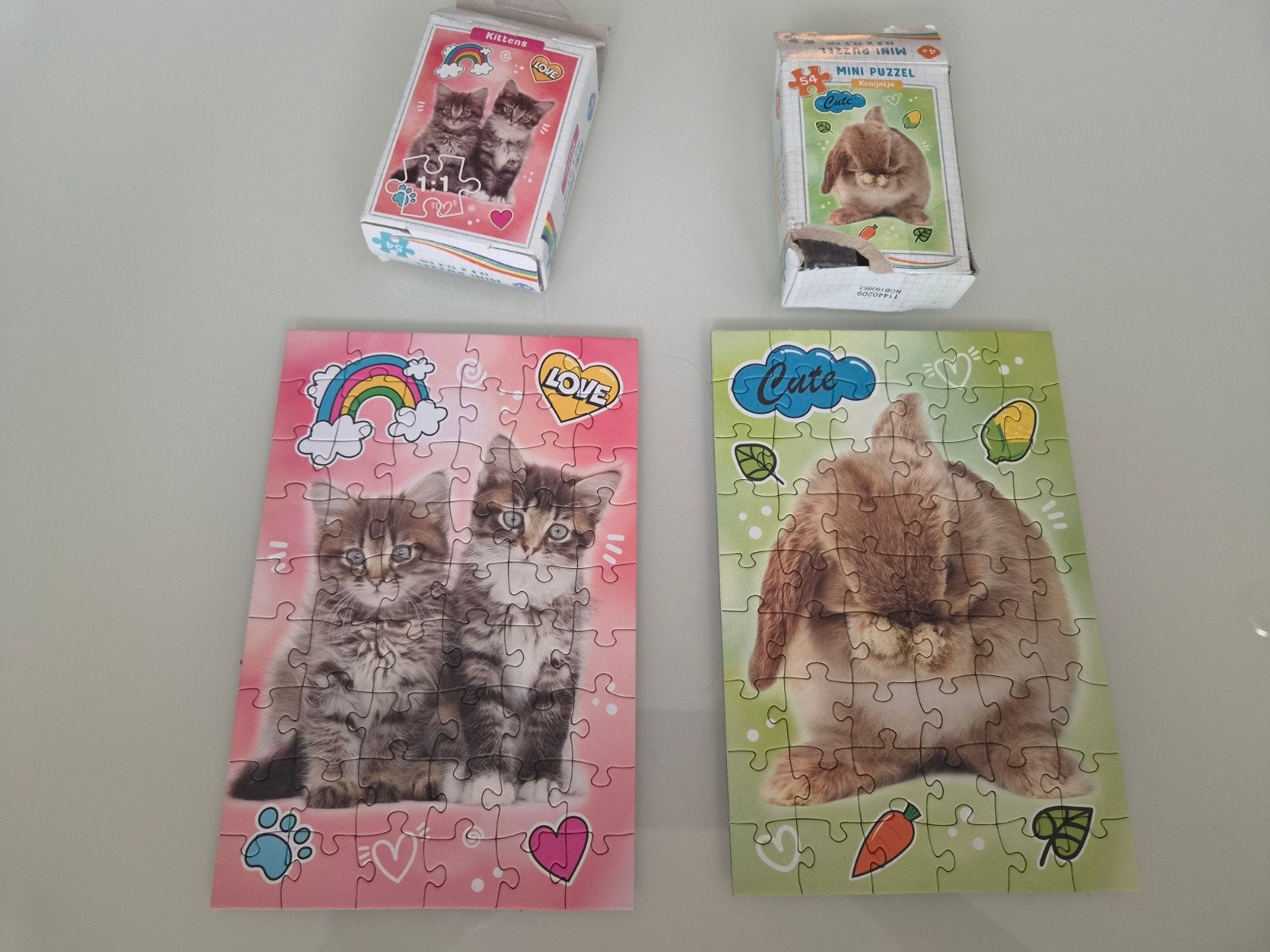 Leuke Mini Puzzels met Katjes - 2 Stuks, Ophalen of Verzenden, Minder dan 10 stukjes, Gebruikt, 2 tot 4 jaar