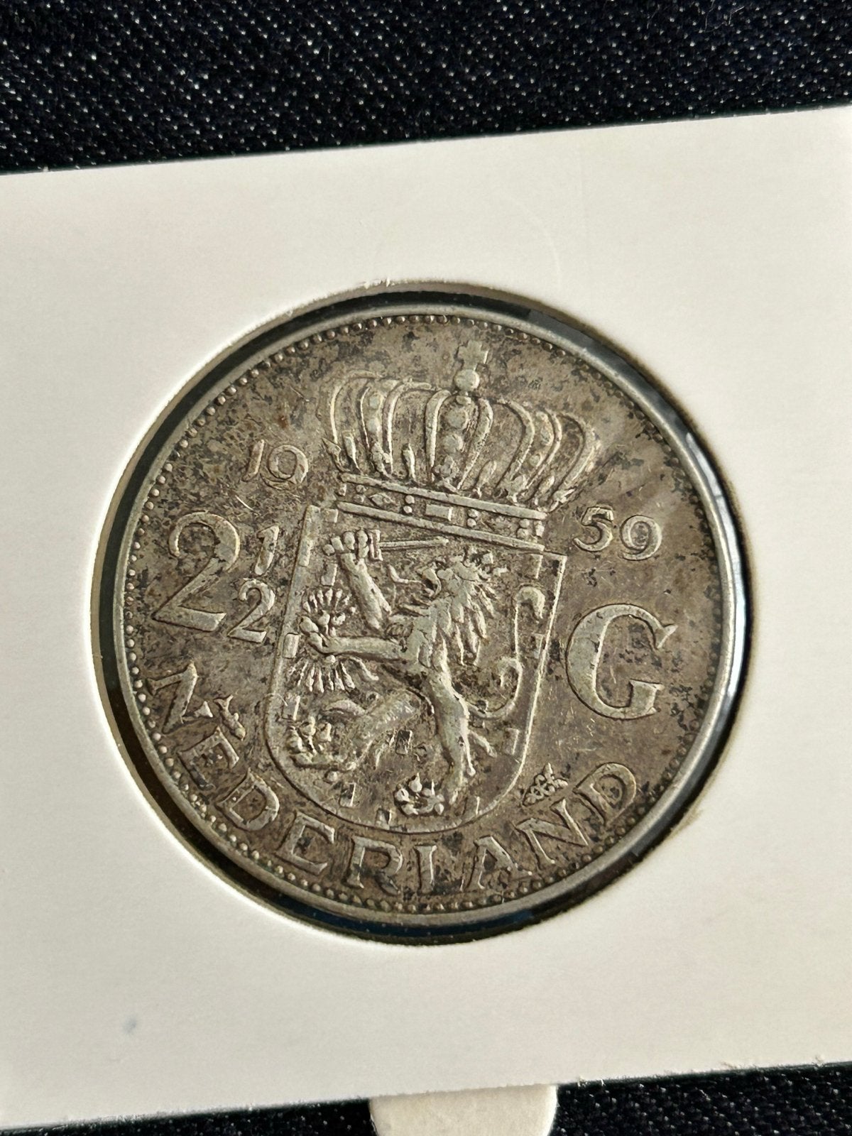 2,5 Gulden 1959 Juliana Zilveren Munt, Koningin Juliana, Zilver, Ophalen of Verzenden, Losse munt