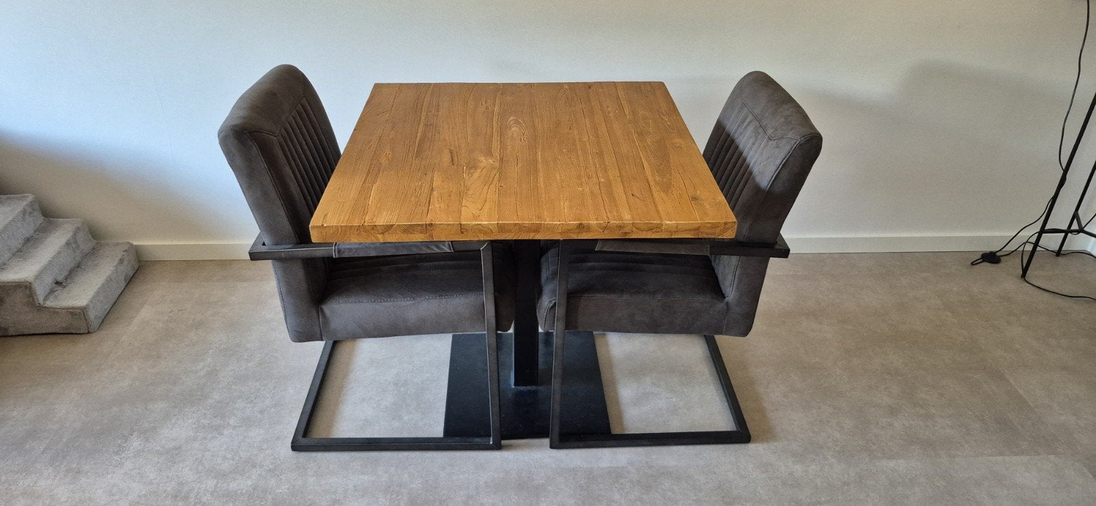 Eettafel set Pronto 85x85 met 2 stoelen zgan, 50 tot 100 cm, Vierkant, Tot twee personen, 50 tot 100 cm