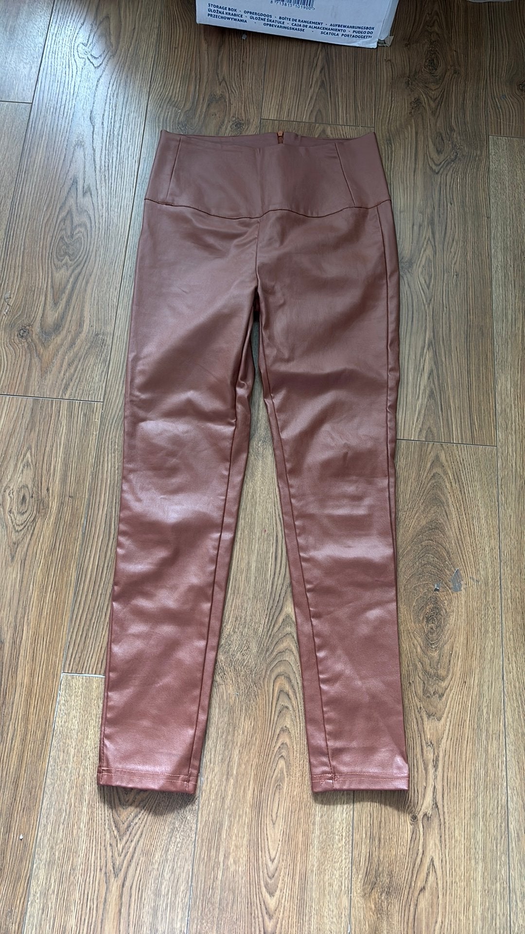 Imitatie leer broek, Kleding | Dames, Bruin, Maat 42/44 (L), Nieuw, Ophalen of Verzenden