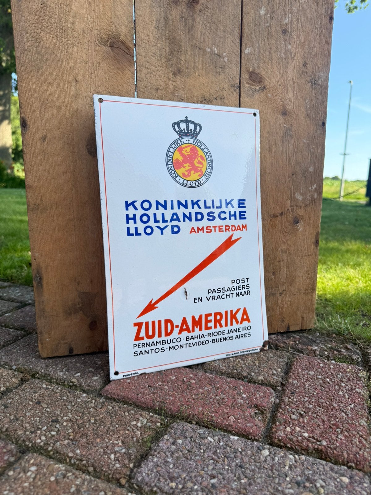 Emaille reclamebord hollandsche lloyd rederij scheepvaart, Ophalen of Verzenden, Zo goed als nieuw, Reclamebord