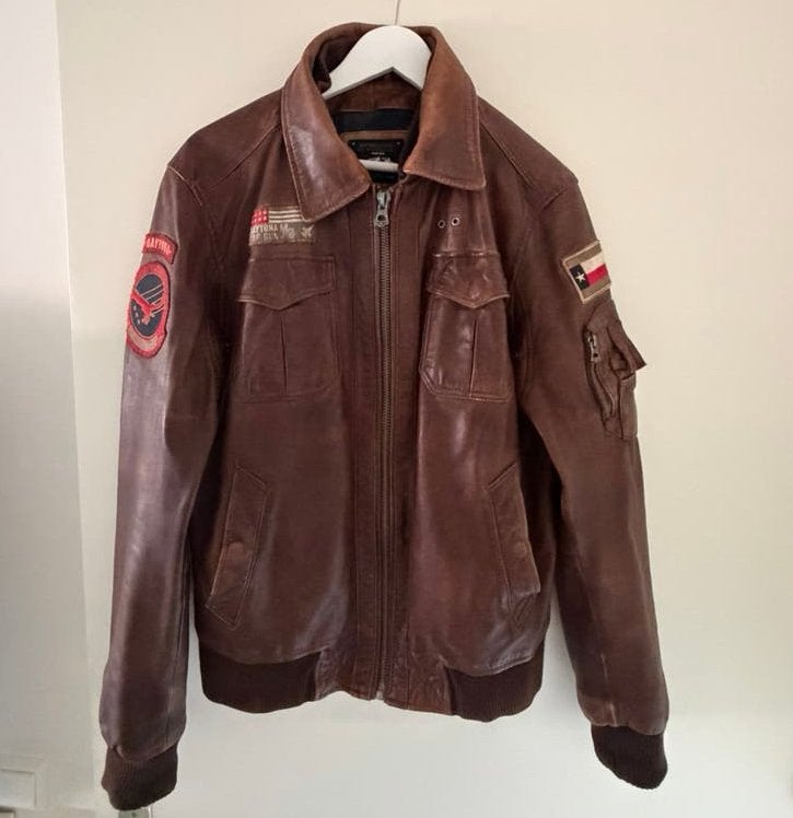 Daytona 1973 Mythic Legend leren pilotenjack / bomberjack l., Ophalen, Zo goed als nieuw, Bruin