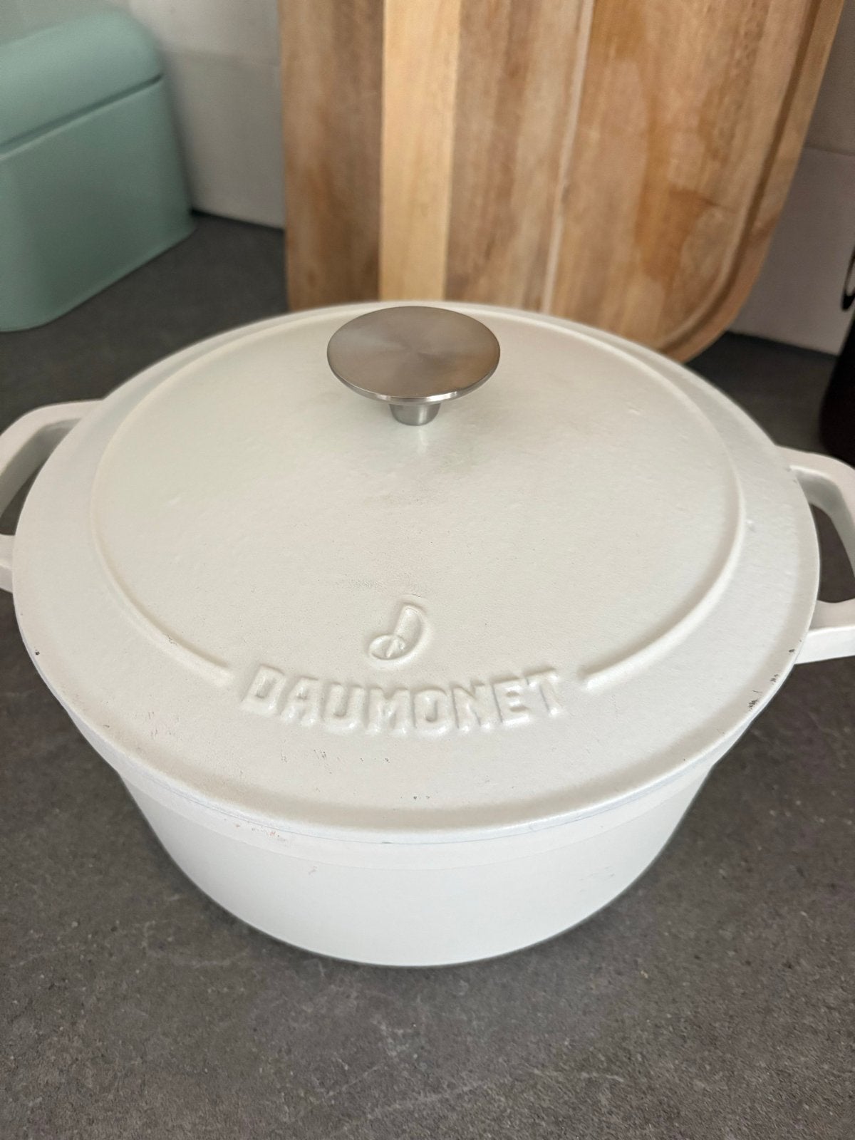 Daumonet Gietijzeren Braadpan - Wit, Ophalen, Met deksel, Zo goed als nieuw, Overige merken