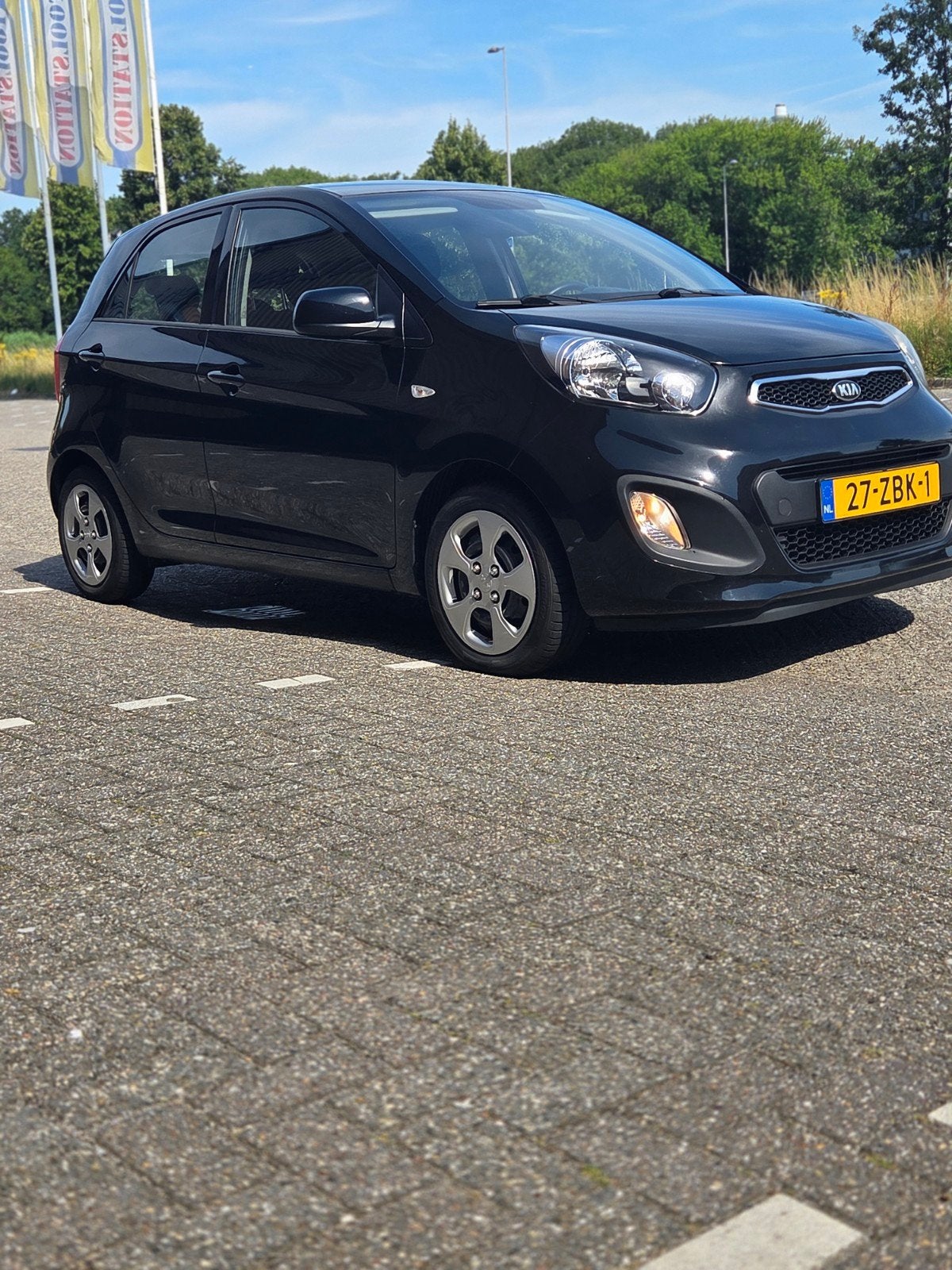 Kia Picanto 1.2 Cvvt 5-DRS 2013 Zwart, Auto's, Voorwielaandrijving, Stof, Zwart, 4 cilinders