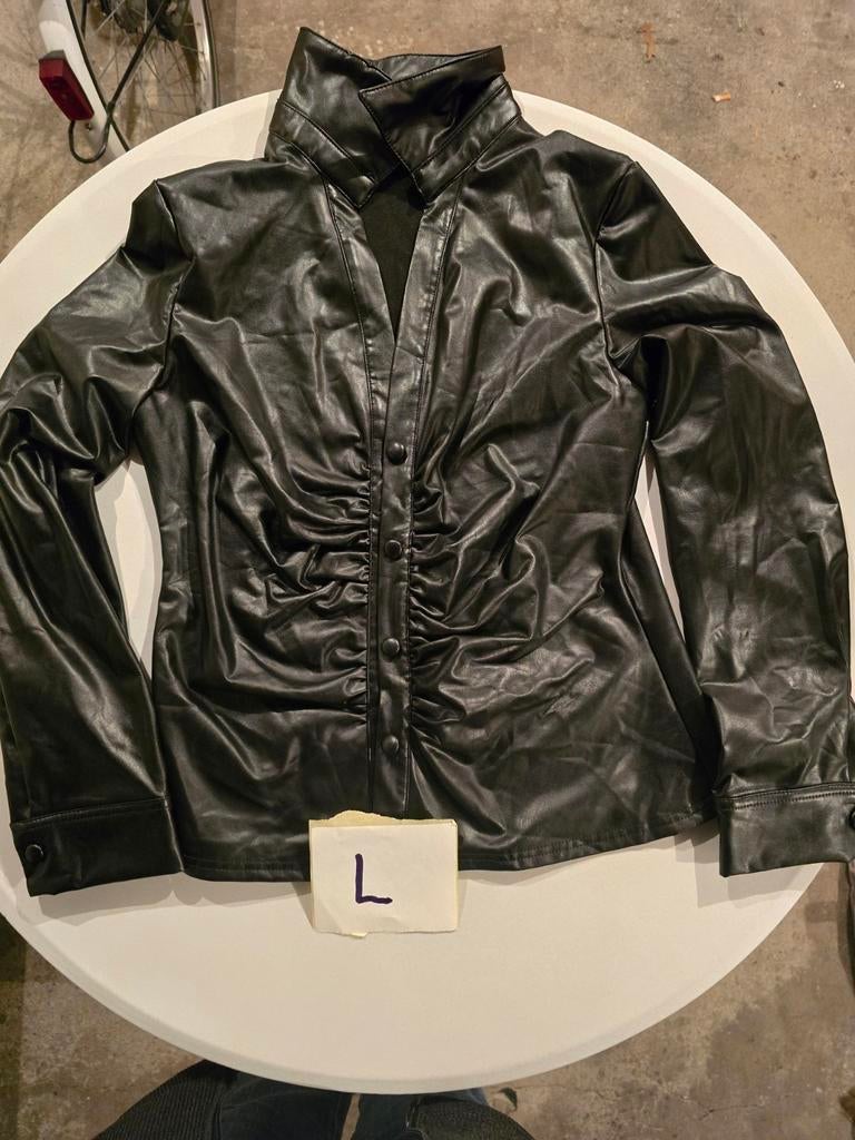 Lak blouse maat L, Verzenden, Nieuw, Zwart