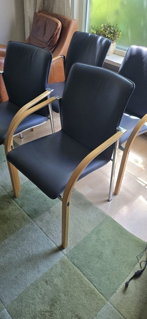 4x Leolux Cimaronne Stoelen Leer Donkerblauw, Ophalen, Gebruikt, Blauw, Leer