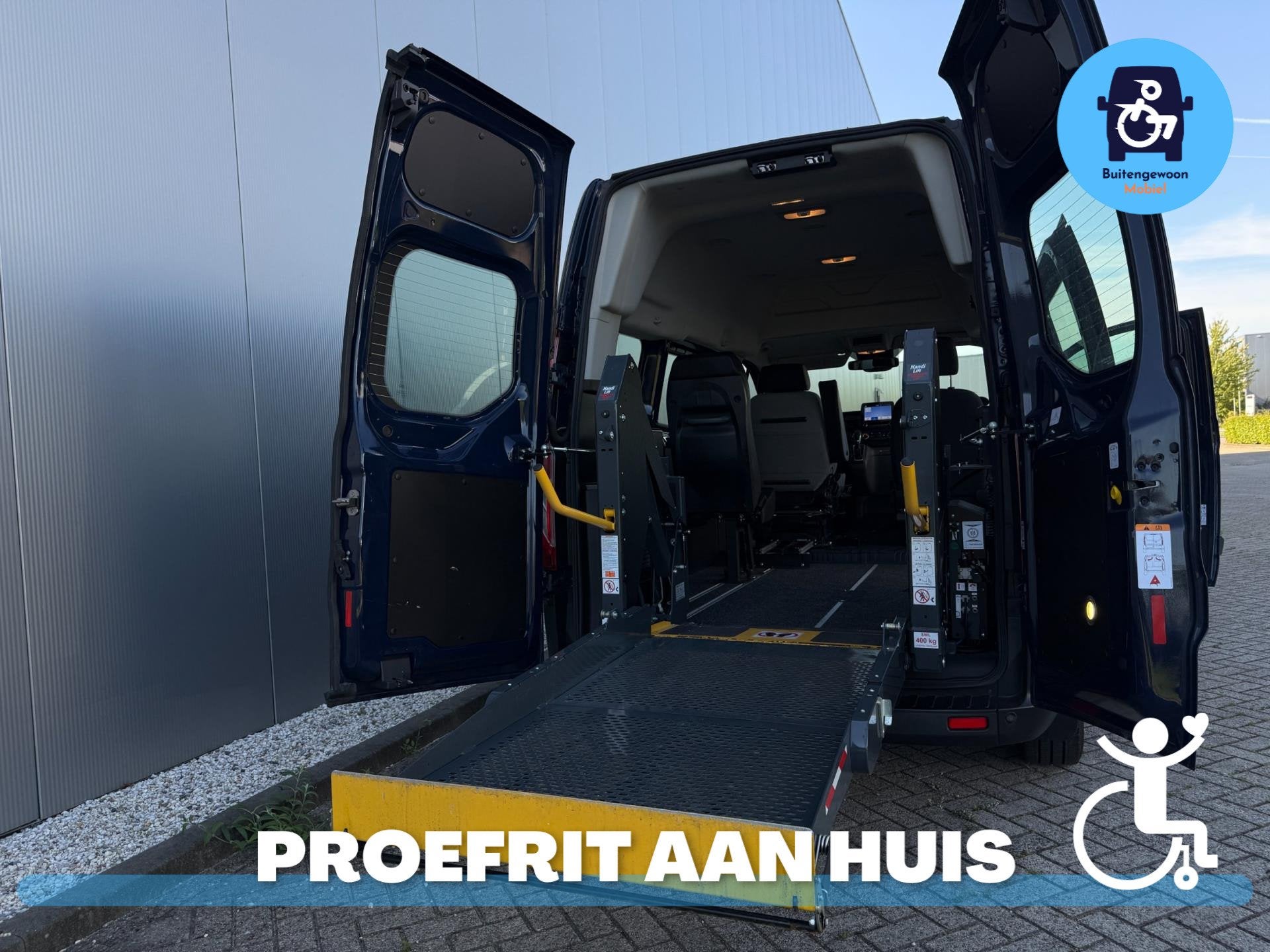 Ford Transit Custom Rolstoelbus Automaat (2021) Airco Cruise, Auto's, 12 maanden, Stof, Zwart, 4 cilinders