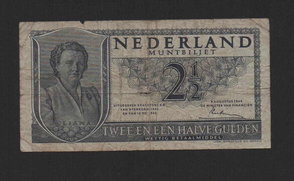 2½ Gulden Bankbiljet 1949 Fraai Biljet, Ophalen of Verzenden, 2½ gulden, Los biljet