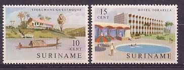 Suriname NVPH nr 386/7 postfris Hotels 1962, Ophalen of Verzenden, Postfris