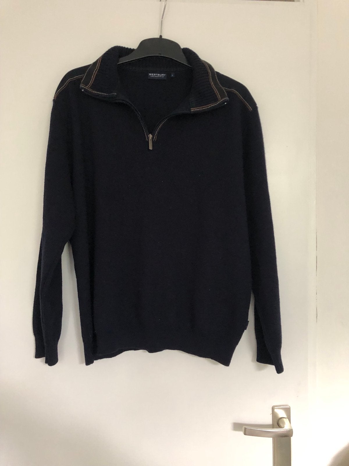 Westbury herentrui met rits, maat L, donkerblauw, Ophalen of Verzenden, Zo goed als nieuw, Maat 52/54 (L), Blauw