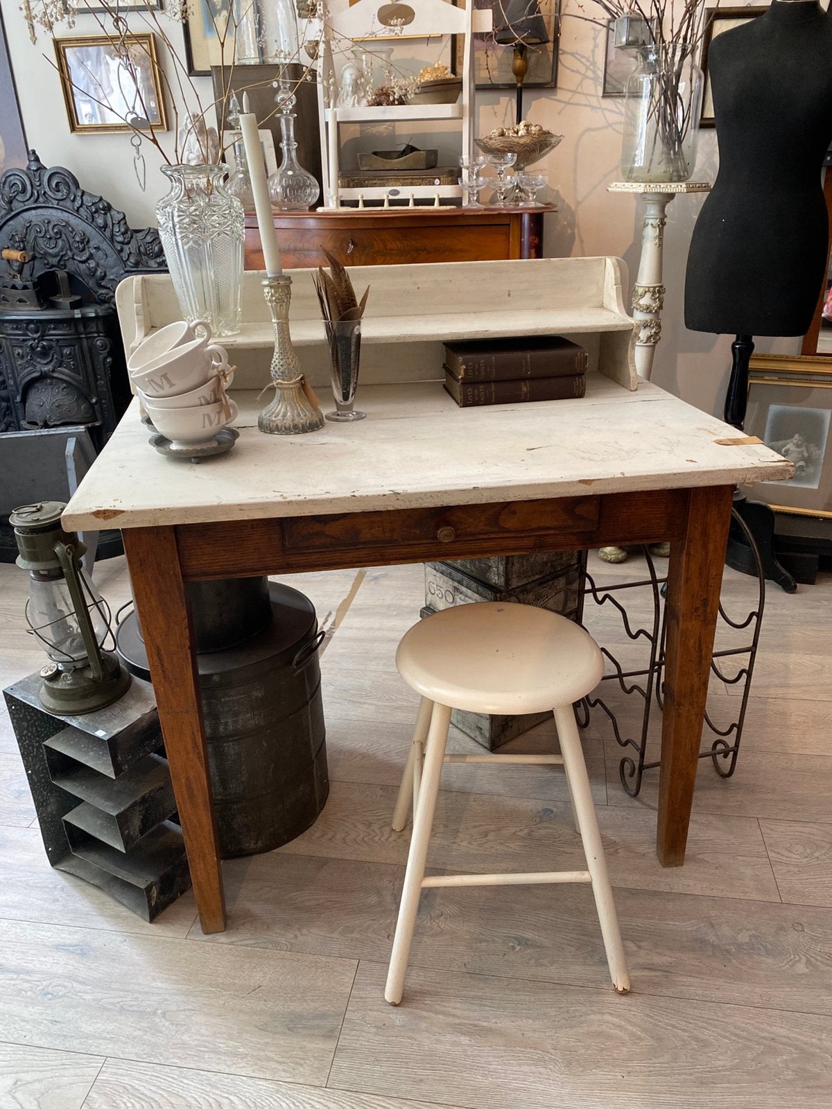 Leuk Oud Tafeltje, Brocante, Tafel, Bureau, Hout, Ophalen