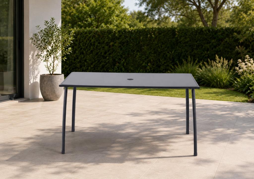Nieuw tuintafel met vierkante parasol., Ophalen of Verzenden, Rechthoekig