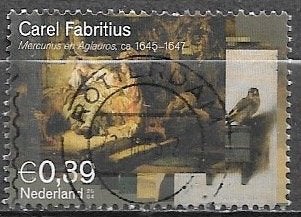 NL € 0,39 zegel Schilderijen van Carel Fabritius 2004, Postzegels en Munten, Postzegels | Nederland, Verzenden, Na 1940, Gestempeld