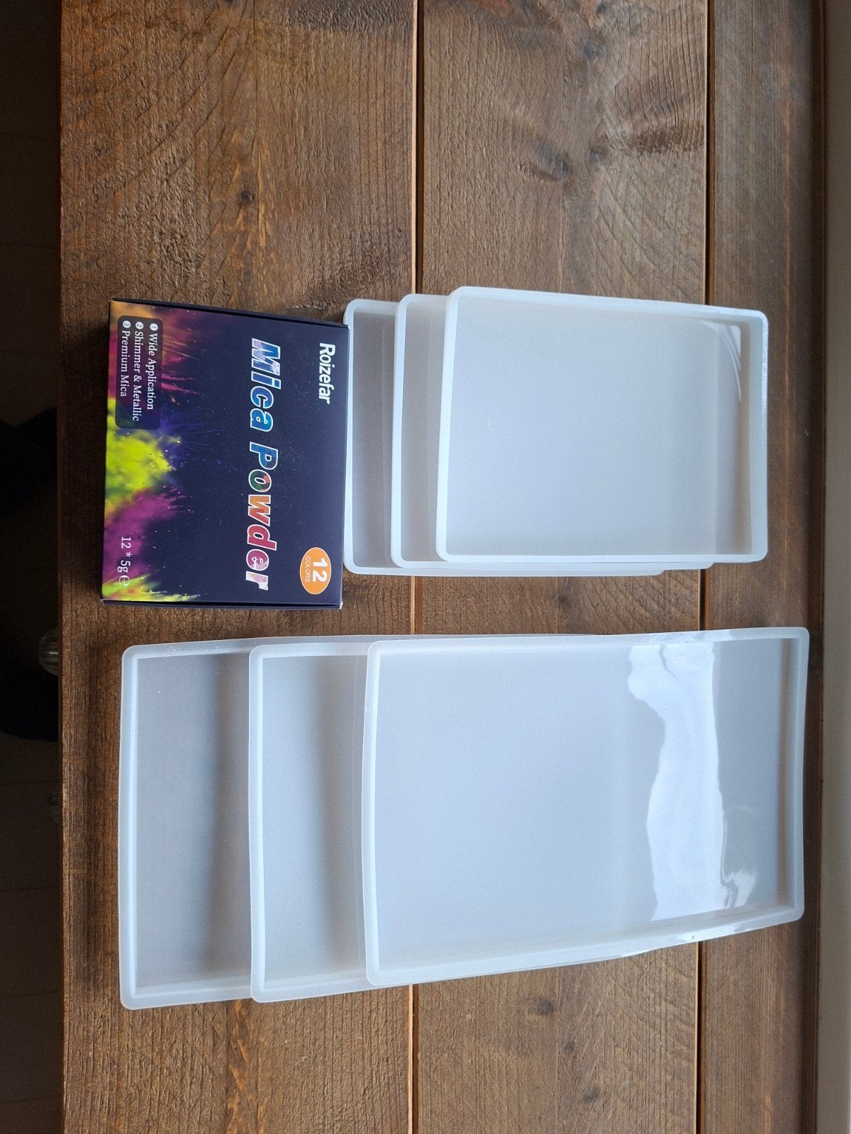Siliconen mallen (6 stuks) voor epoxy gieten -, Nieuw, Ophalen of Verzenden, Rubber, Transparant
