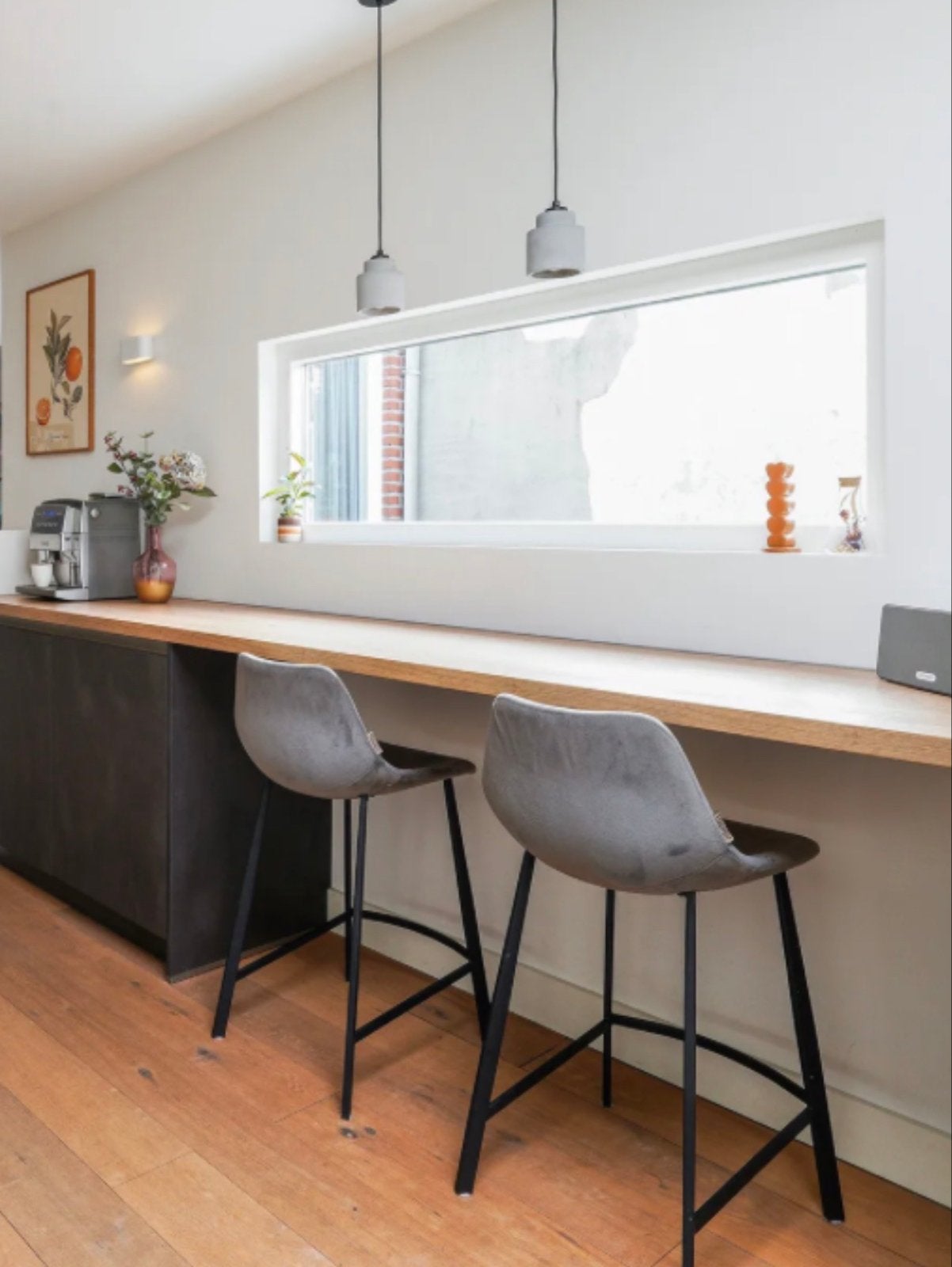 Dutchbone Franky Velvet Counter barkrukken (set van 2), Ophalen, Gebruikt, Met voetsteun, 60 tot 90 cm