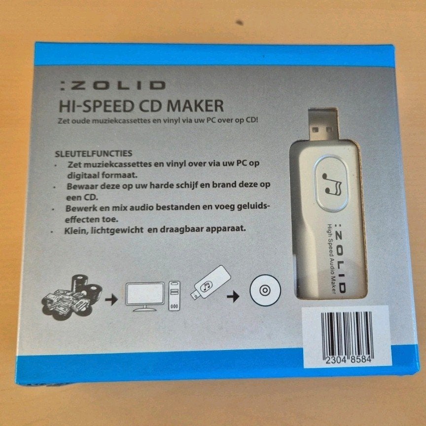 Zolid Hi-Speed CD Maker: Cassette/Vinyl naar CD Converter, Ophalen of Verzenden, Nieuw, Audio