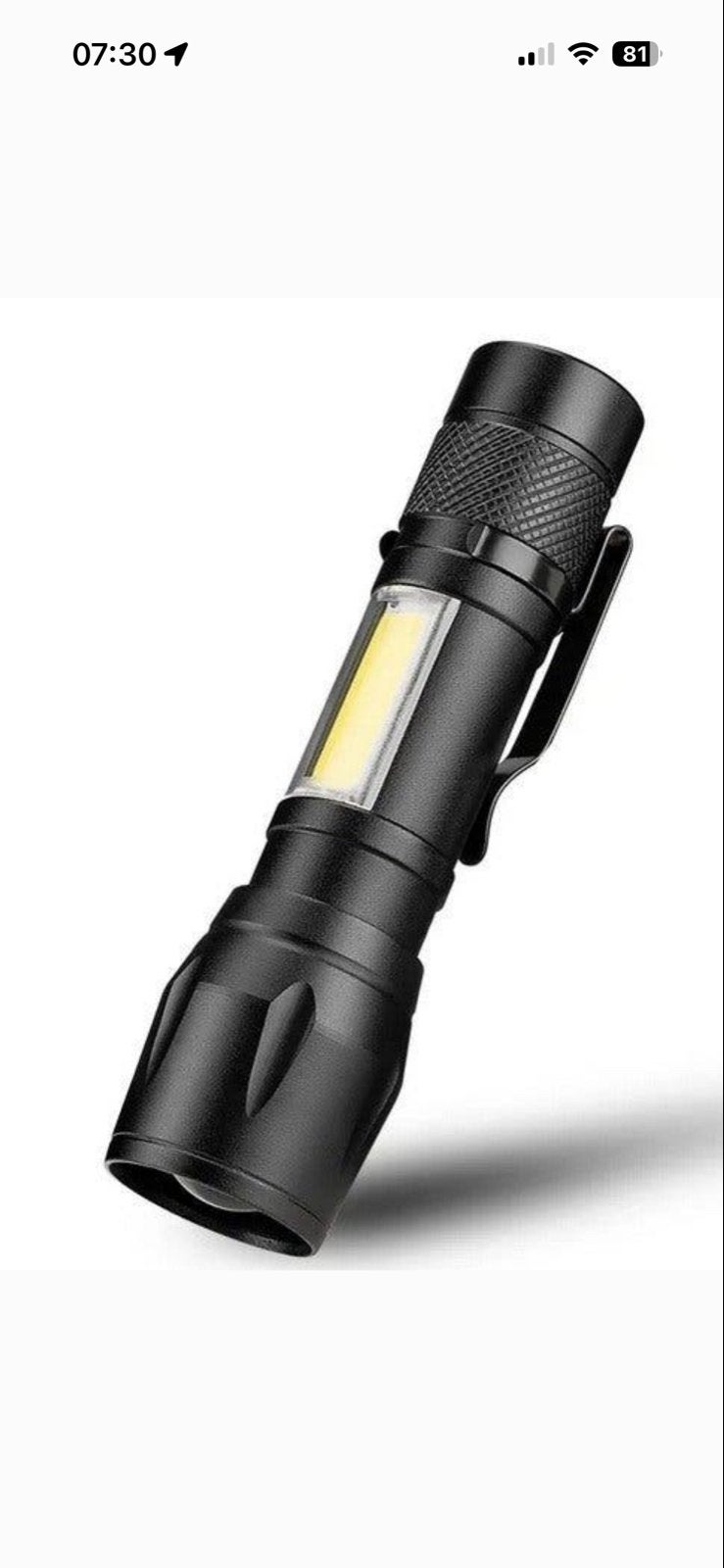 50 stuksCompacte LED Zaklamp met  Zijlicht en USB Oplaadbaar, Caravans en Kamperen, Ophalen of Verzenden, Nieuw, Accu