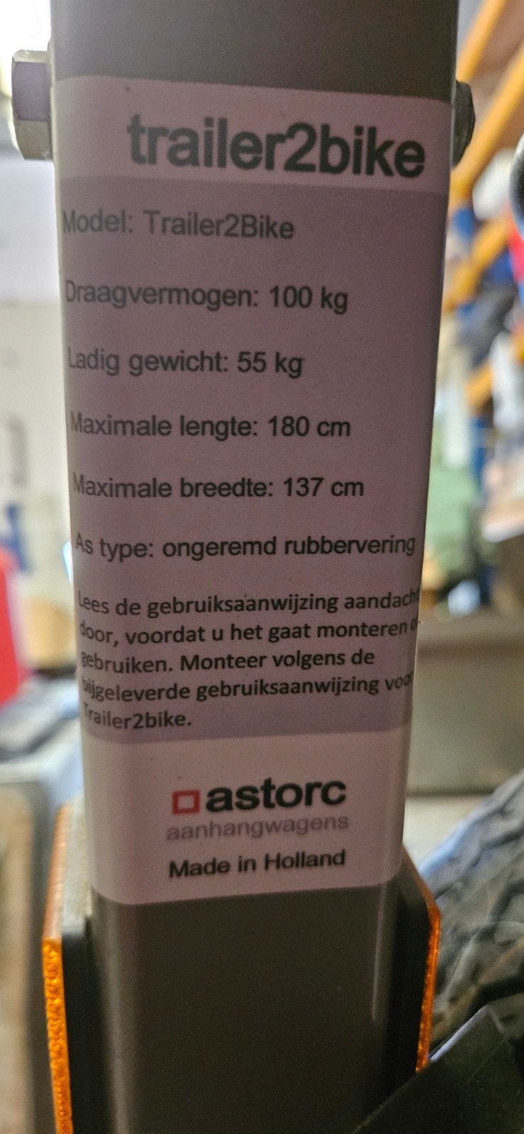 Trailer2Bike Aanhangwagen - Astorc, Ophalen of Verzenden, Zo goed als nieuw