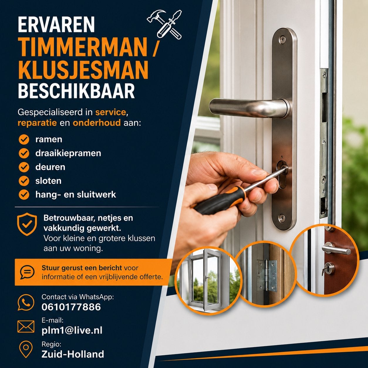 Timmerman Klusjesman Kozijnservice, Garantie, Nieuwbouw of Opbouw