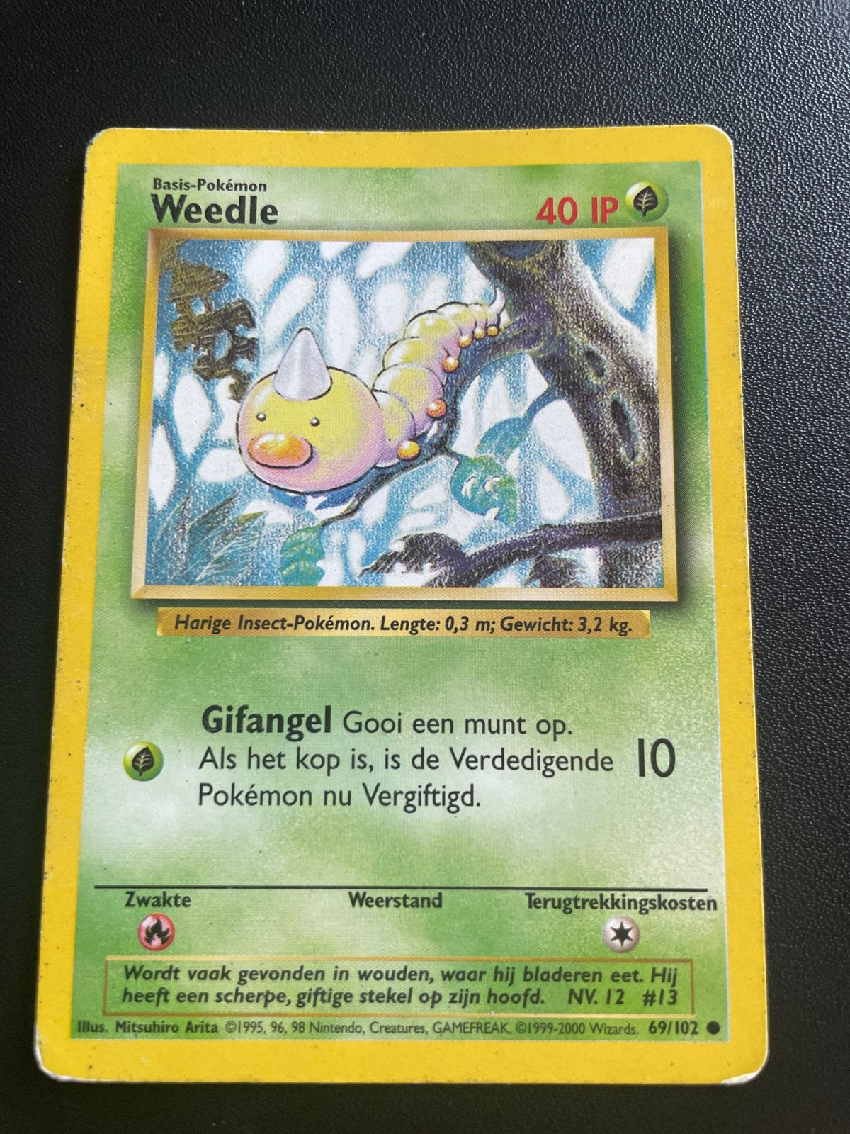 Weedle Pokémon kaart (Basis-Pokémon) - 69/102, Ophalen of Verzenden, Gebruikt, Losse kaart