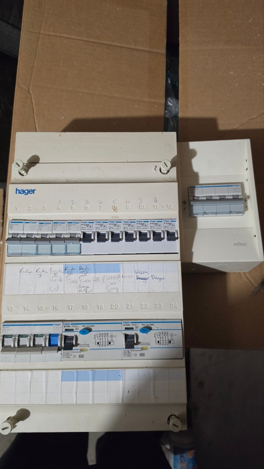 Hager Groepenkast Installatieautomaten en Aardlekschakela, Ophalen of Verzenden, Gebruikt, Hager, Groepenkast