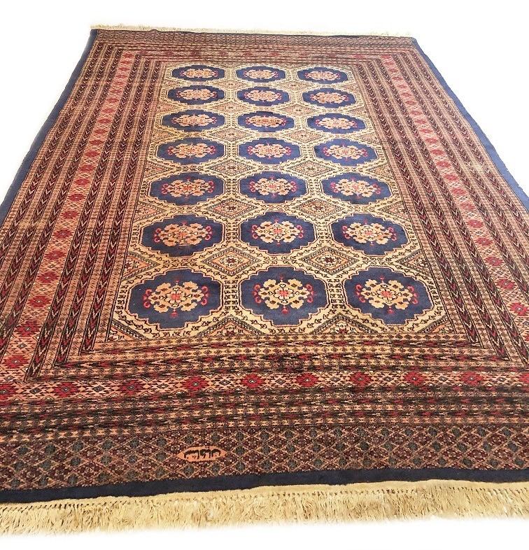 Perzisch tapijt handgeknoopt Bokhara Oosters vloerkleed, Gebruikt, Blauw, 200 cm of meer, Ophalen of Verzenden
