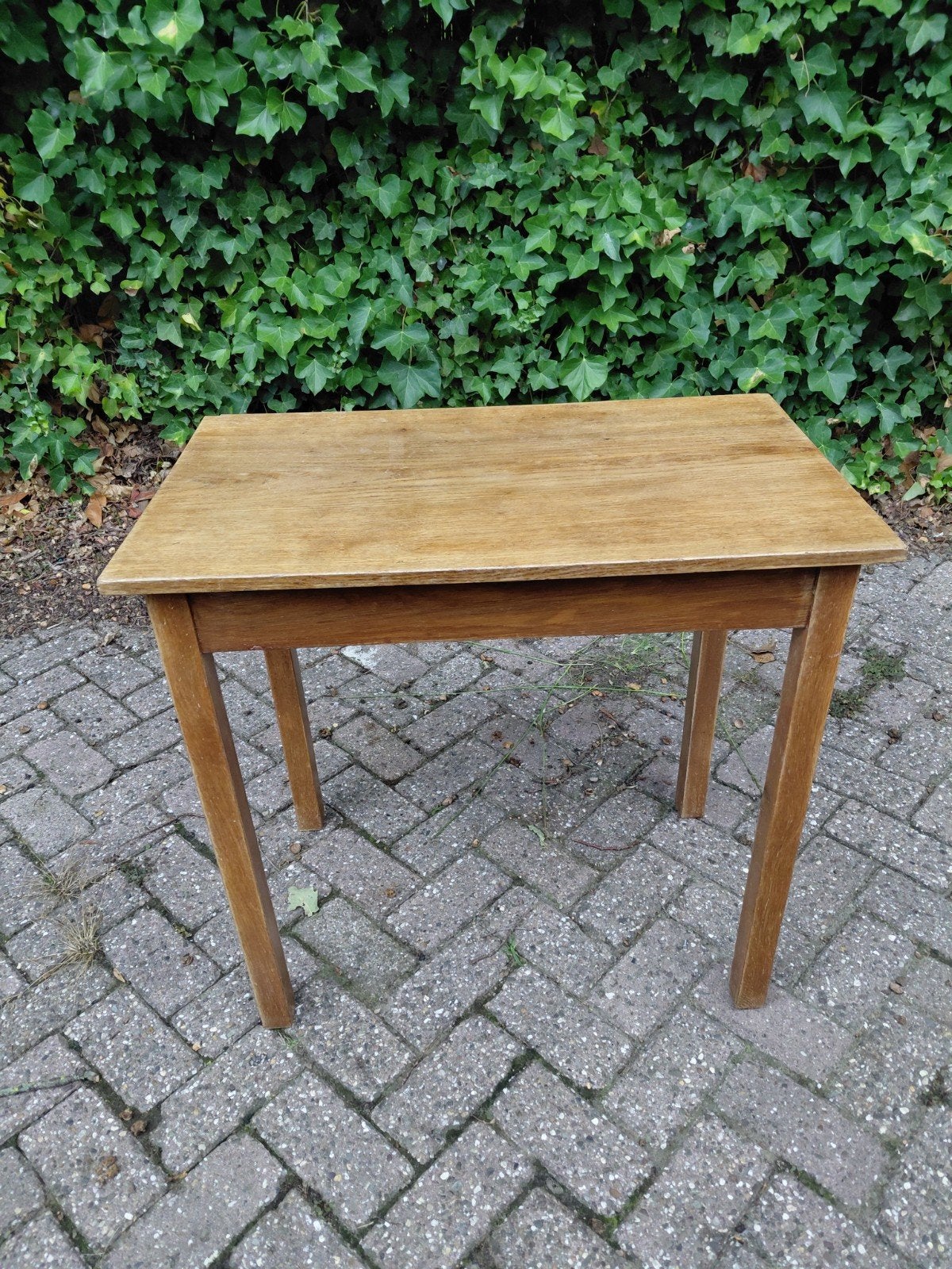 Vintage eikenhouten tafel van Fa. S. Speelman Wzn. Rotterdam, Gebruikt, 50 tot 100 cm, Eikenhout, Tot twee personen