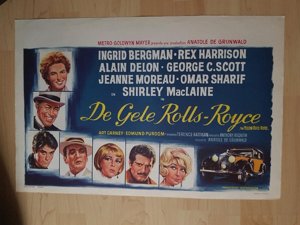 filmaffiche Alain Delon The Yellow Rolls-Royce filmposter, Verzamelen, Rechthoekig Liggend, Ophalen of Verzenden, Zo goed als nieuw