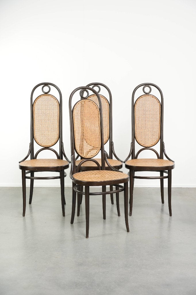Set van 4 originele vintage Thonet long John eetkamerstoelen, Antiek en Kunst, Ophalen