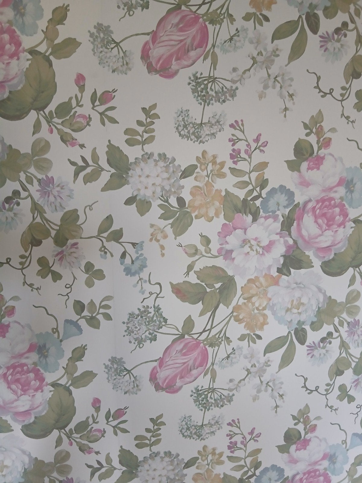 ecoduct behang wit roze geel blauw bloemen, Bloemen, Overige merken, Blauw, Ophalen of Verzenden