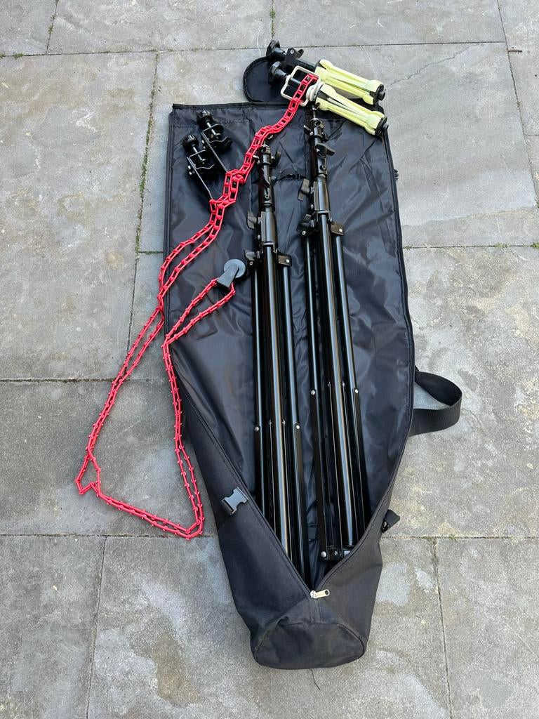 Mobiel achtergrond statief met draagtas - 280 cm, Audio, Tv en Foto, Fotografie | Fotostudio en Toebehoren, Ophalen, Zo goed als nieuw