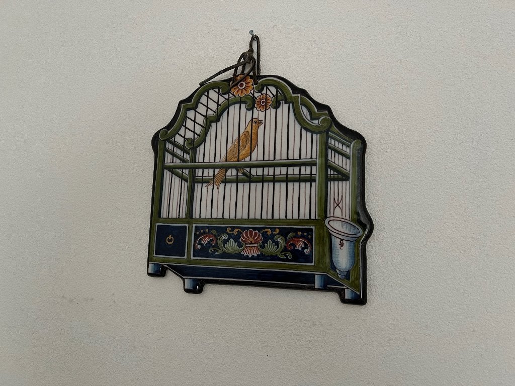 Koninklijke Tichelaar Makkum Vogelkooi Wandplaquette, Ophalen