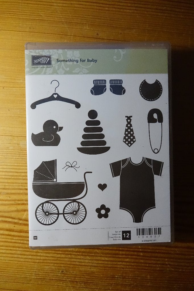 Stampin' Up Something for baby stempelset en framelits, Ophalen of Verzenden, Zo goed als nieuw, Houten stempel