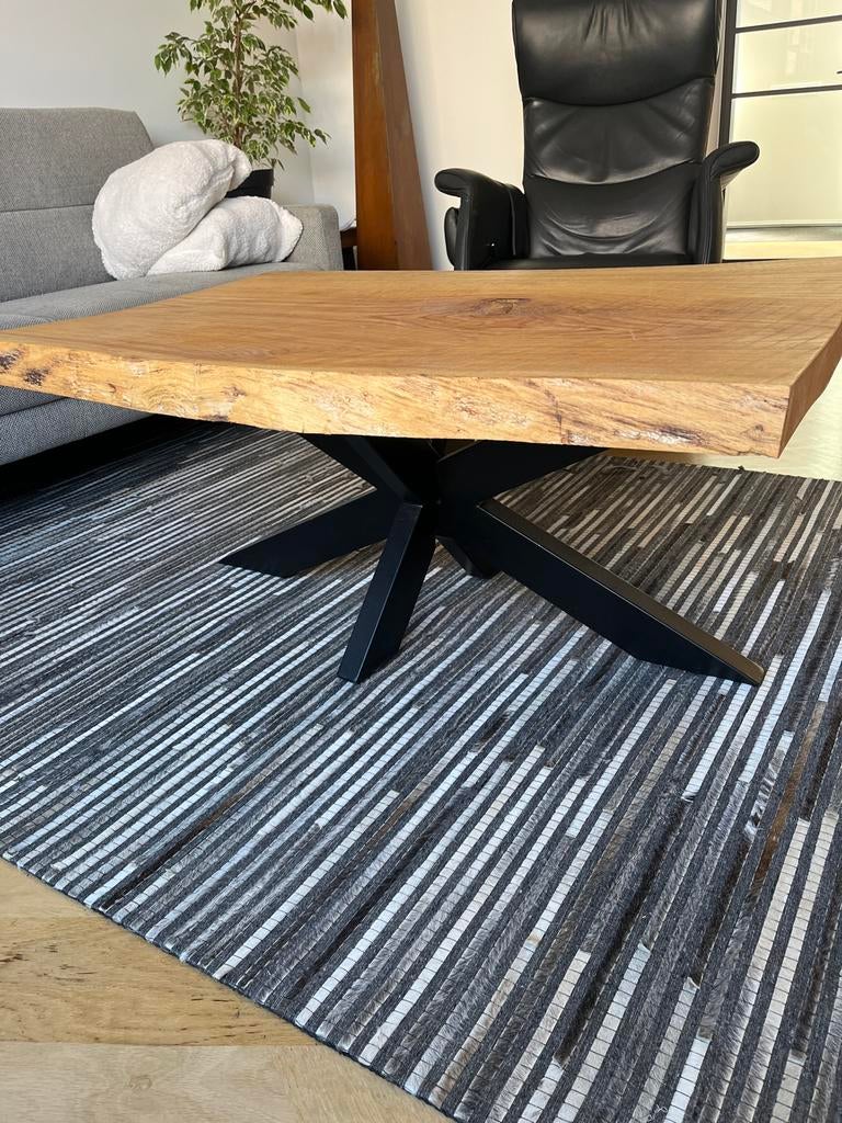 Robuuste salontafel Amerikaans eiken blad, Huis en Inrichting, Tafels | Salontafels, Ophalen, Gebruikt, 100 tot 150 cm, Eikenhout