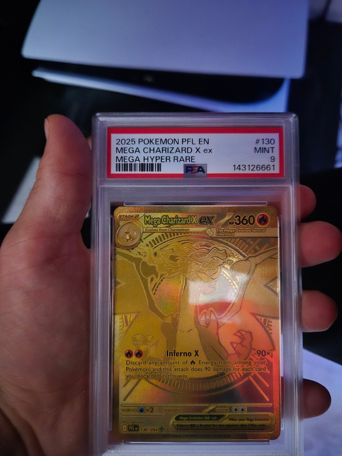 PSA 9 Mega Charizard X EX Pokémon Kaart - Hyper Rare, Ophalen of Verzenden, Zo goed als nieuw, Losse kaart, Foil