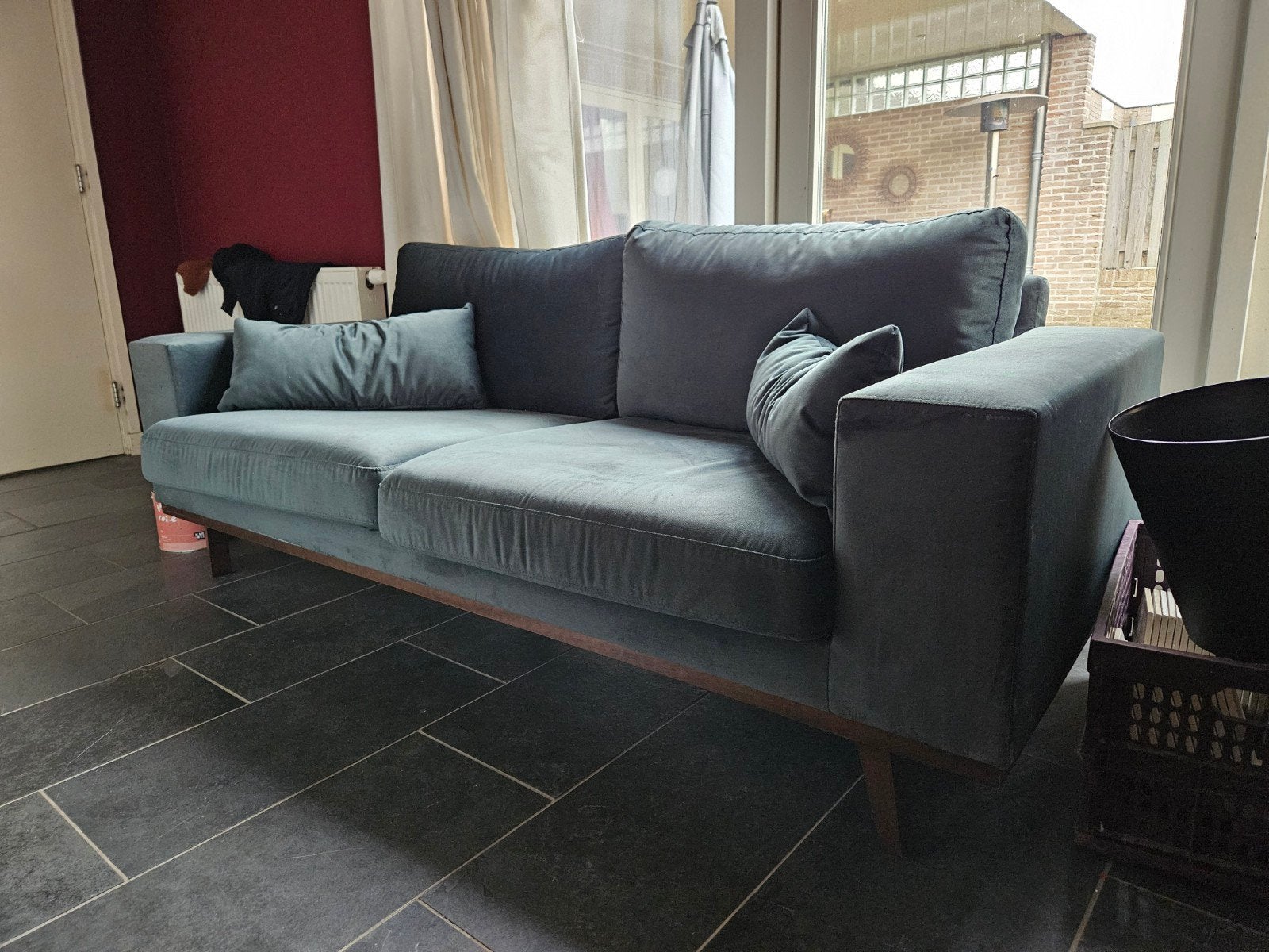 Wehkamp Home Torino 2-zitsbank - Donkergroen Velours, Ophalen, Tweepersoons, 75 tot 100 cm, Stof