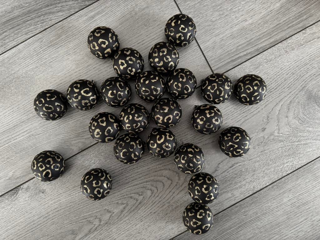 Zwarte tijgerprint kerstballen, Diversen, Ophalen of Verzenden, Zo goed als nieuw