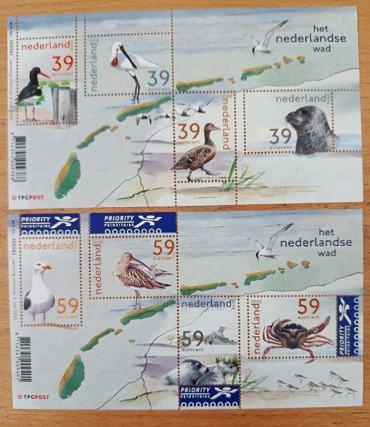 2 blokjes 'Het Nederlandse Wad', Verzenden, Na 1940, Postfris