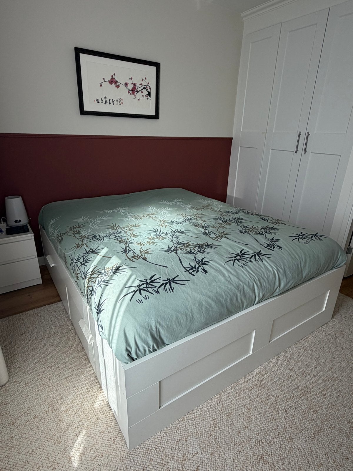 Ikea Brimnes bed 160x200 met lades (excl. lattenbodem), Huis en Inrichting, Slaapkamer | Bedden, Ophalen, Gebruikt, Wit, Tweepersoons