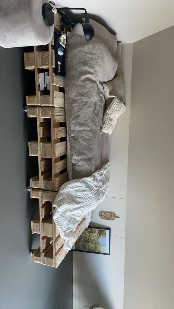 Palletbed met wielen, Ophalen, Verstelbaar, Zo goed als nieuw, 120 cm