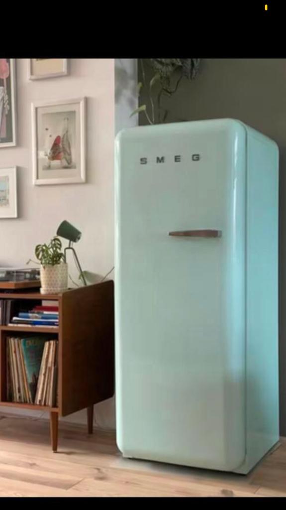Pastelgroene smeg koelkast, 200 liter of meer, 60 cm of meer, Zo goed als nieuw, Met vriesvak
